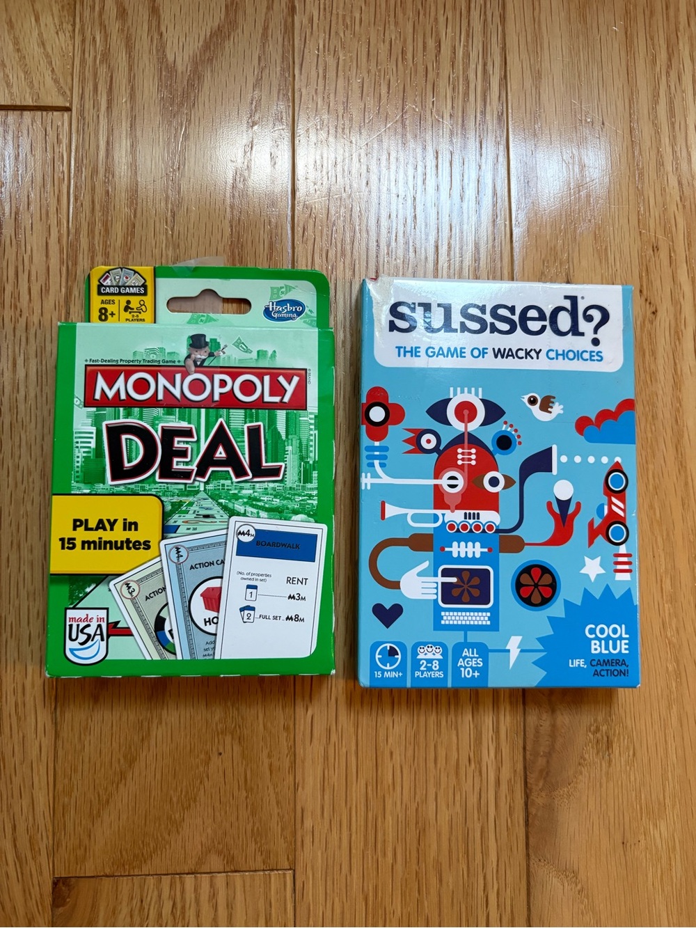 Monopoly Deal Card Game & Sussed? Cool Blue Boxed Games